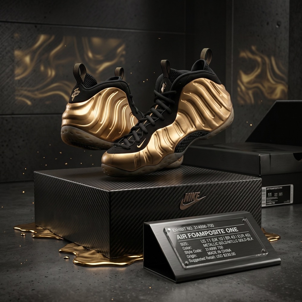Nike Air Foamposite One Metallic Gold 314996-701‎ Size 11
